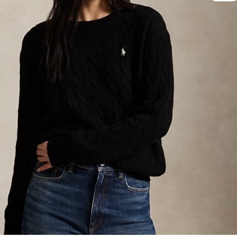 Ralph Lauren black wool- cashmere cable knit sweater